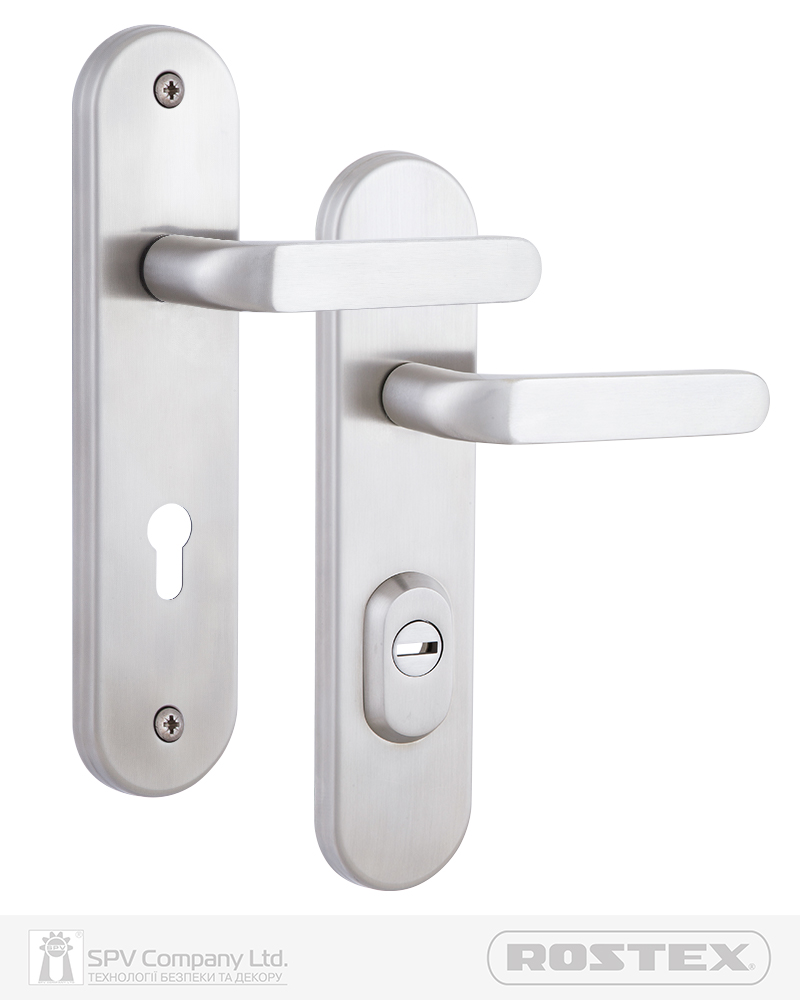 Фото Фурнітура захисна ROSTEX *SOLID-PRO+ F mov-mov DIN PLATE 90мм Нерж.сталь_мат 13мм 56-70мм 4клас Solid NEREZ_MAT Комплект в інтернет-магазині locksmaster.com.ua