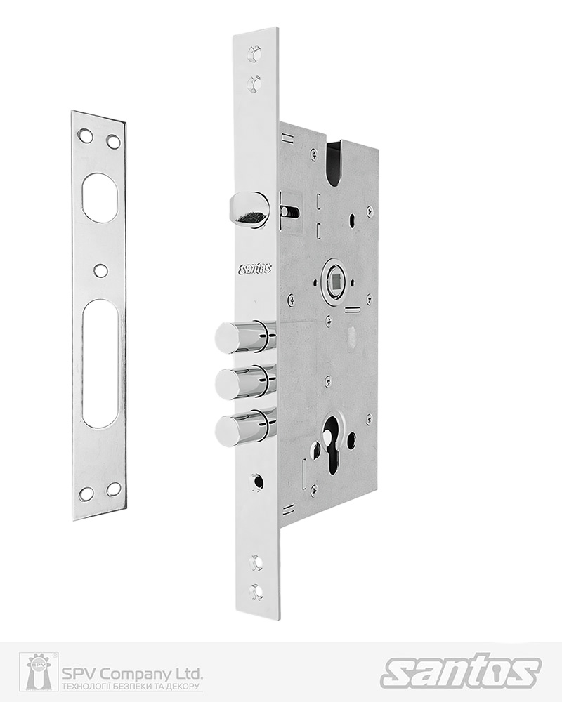Фото Замок врізний SANTOS 1-WAY DIN 252RL-C NC UNIV BS60мм 85мм           SP           в інтернет-магазині locksmaster.com.ua