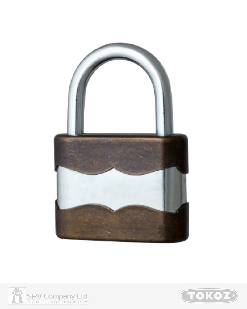 Фото Замок висячий TOKOZ DUPLO_45       2KEY TK3_M NR_shackle 25мм 5,6мм PB бронзовий в інтернет-магазині locksmaster.com.ua
