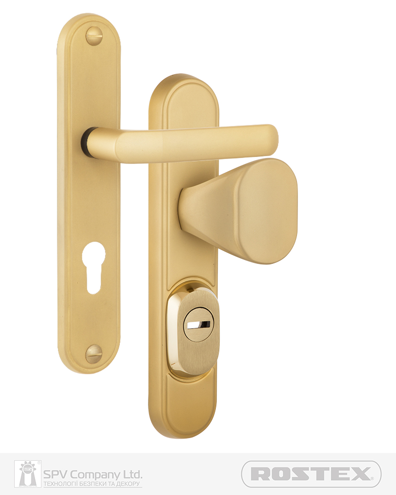 Фото Фурнітура захисна ROSTEX DECOR R fix-mov DIN PLATE 85мм Титан_PVD_сатин 23мм 40-45мм 4клас Ovalne/Baryt TI_SAT Комплект в інтернет-магазині locksmaster.com.ua