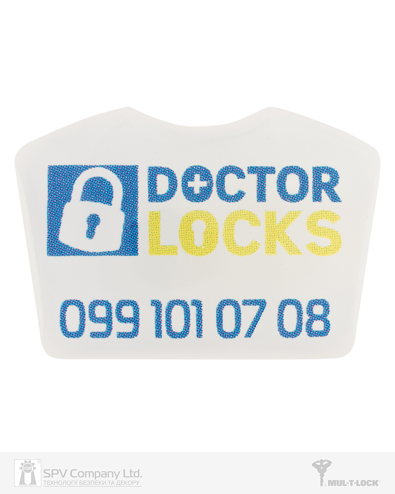 Фото Вставка-лого_кольорова ACRYL DOCTOR LOCKS WHITE об’ємна, самоклеюча в інтернет-магазині locksmaster.com.ua