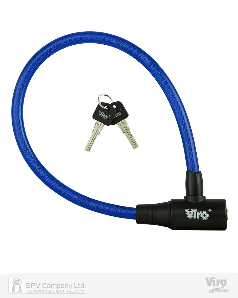 Фото Замок VIRO MOTO ELBA BLUE з тросом 45 см   2KEY     в інтернет-магазині locksmaster.com.ua
