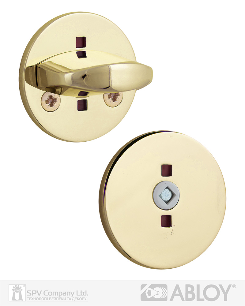 Фото Щиток ABLOY   LH007   WC_FIN ROUND   Латунь_полірована 40-80мм наскрізь   MS_KILA Комплект, шток 5мм в інтернет-магазині locksmaster.com.ua