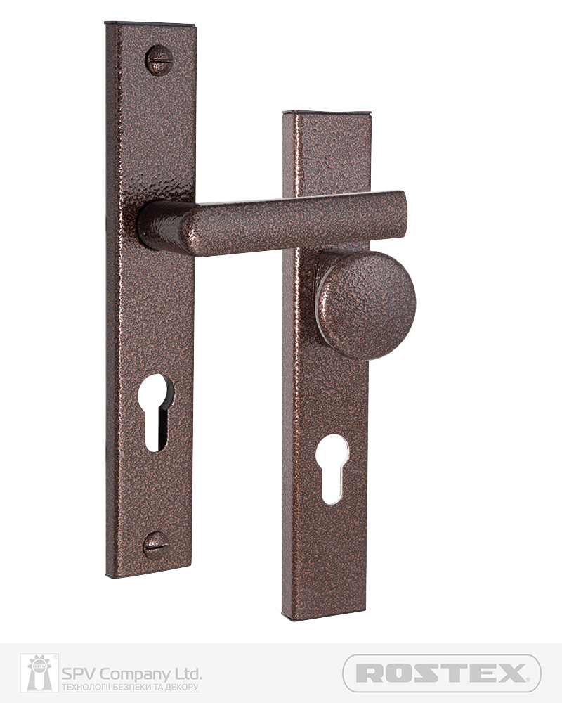 Фото Фурнітура захисна ROSTEX 802 R fix-mov PZ PLATE 72мм Фарба_коричнева_антік   40-45мм 3клас Knob/804 BROWN Комплект в інтернет-магазині locksmaster.com.ua