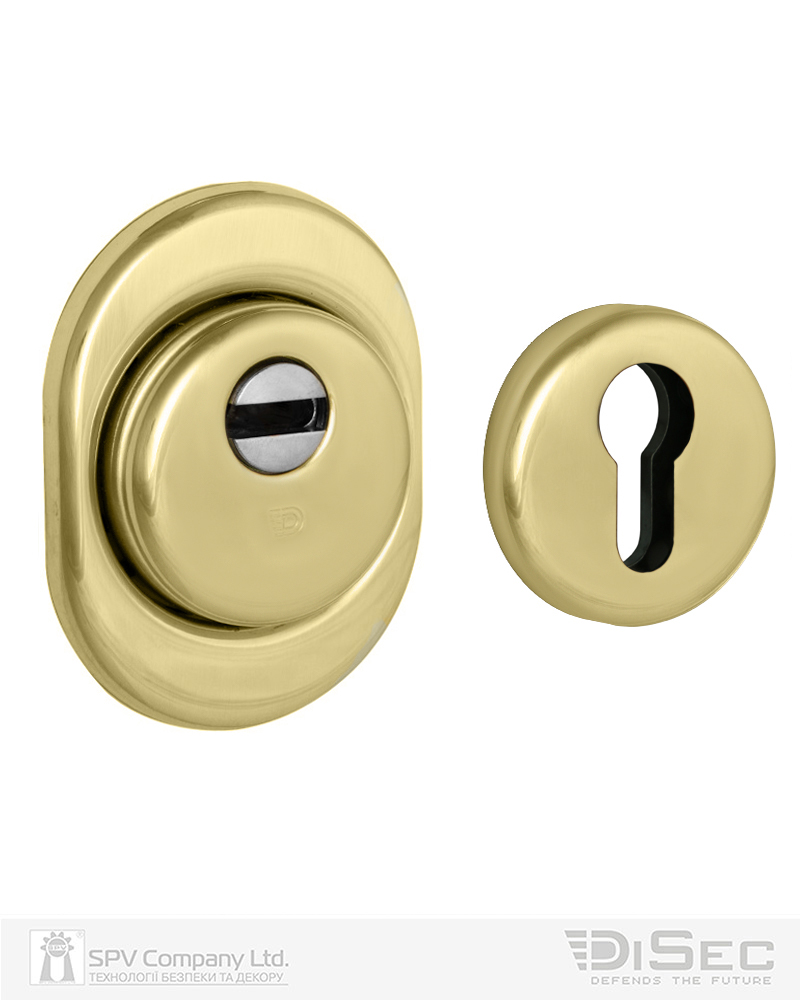 Фото Протектор DISEC   SFERIK BDS16/4 DIN OVAL 25мм   Латунь_полірована 3клас L     Комплект, зовнішній OVAL+внутрішній ROUND в інтернет-магазині locksmaster.com.ua