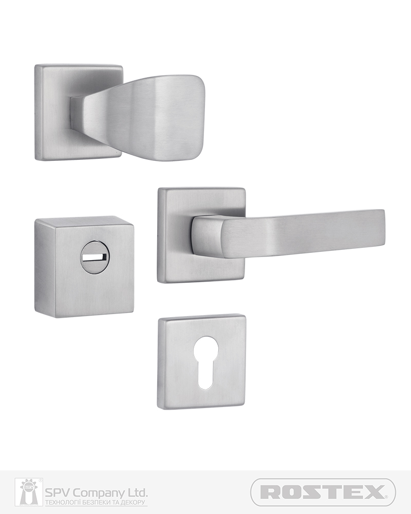 Фото Фурнітура захисна ROSTEX *QUADRUM R/H fix-mov DIN SQUARE   Нерж.сталь_мат 23мм 38-45мм 3клас Hranate/Treviso NEREZ_MAT Комплект в інтернет-магазині locksmaster.com.ua