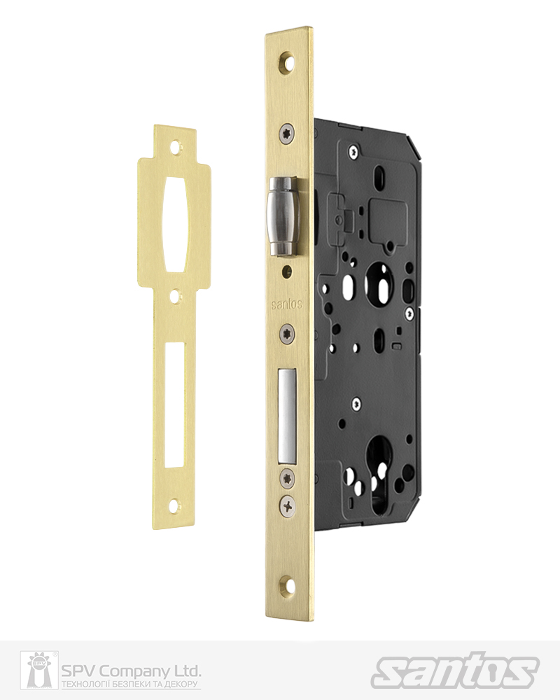 Фото Замок врізний SANTOS 1-WAY DIN 712 PB   UNIV BS50мм 72мм             with_roller SP   в інтернет-магазині locksmaster.com.ua