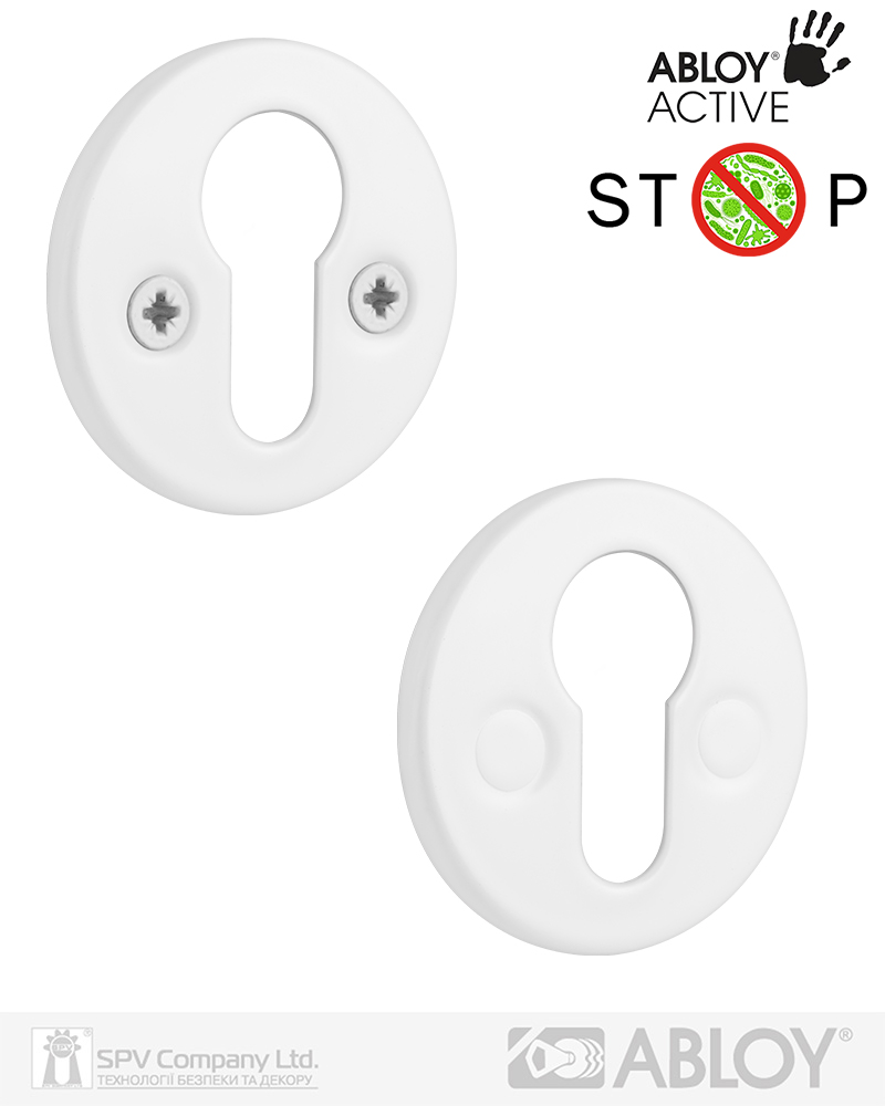 Фото Щиток ABLOY   LH001   PZ_FIN ROUND   Фарба_біла_ACTIVE 40мм наскрізь   FE_VAL Комплект в інтернет-магазині locksmaster.com.ua