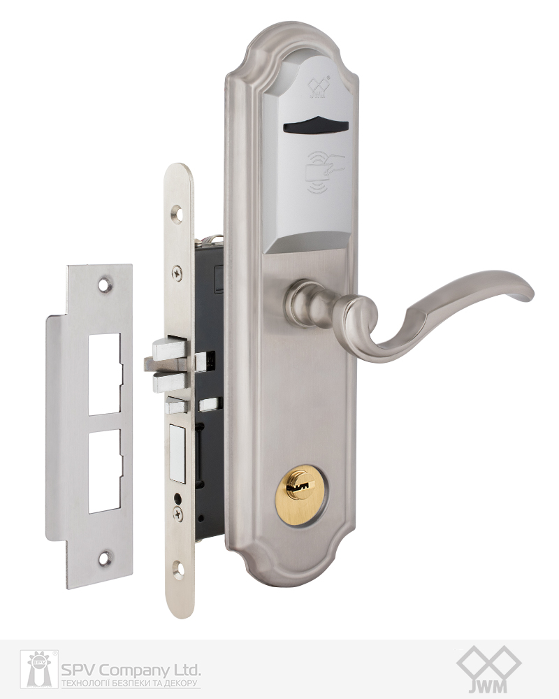 Фото Замок JWM F3-PP G-handle MIFARE ADEL   нерж.сталь матова     BS60мм 22 мм SS LEFT 38-55 мм   в інтернет-магазині locksmaster.com.ua