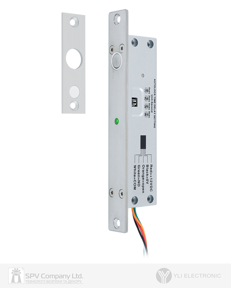 Фото Замок електроригельний YLI YB-500A(LED) 12В НВ 25 мм     в інтернет-магазині locksmaster.com.ua