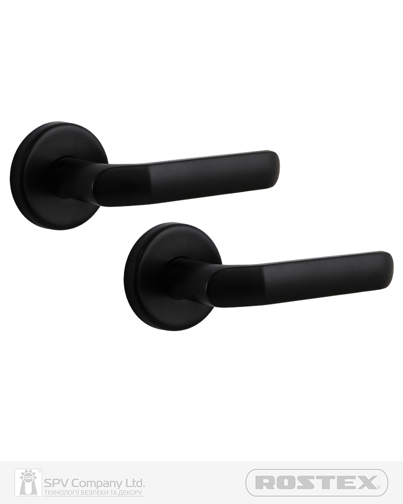 Фото Ручка дверна ROSTEX BARYT SNH55 mov-mov   ROUND   Фарба_чорна 38-45мм накладне Baryt BLACK_MAT Комплект в інтернет-магазині locksmaster.com.ua